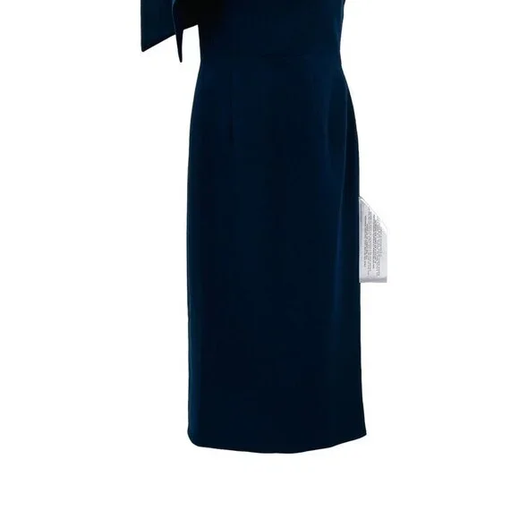 Dress the Population Tiffany Orchard One Shoulder Midi Dress Bow Shoulder Blue - Picture 6 of 10